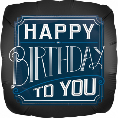 Balónek fóliový Happy Birthday Čtverec černý ALBI ALBI