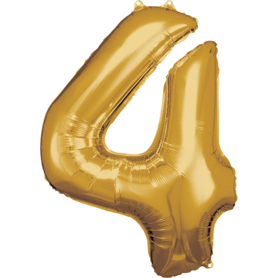 Balónek fóliový 88 cm číslo 04 zlatý ALBI ALBI