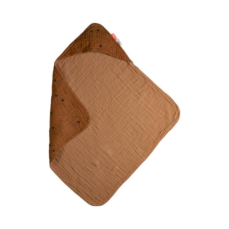 DONE BY DEER Osuška s kapucí Sea friends - hořčicová Done by Deer