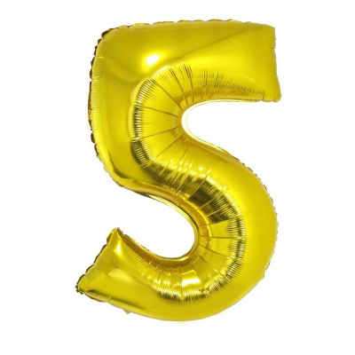 Balónek fóliový 92 cm číslo 05 zlatý ALBI ALBI