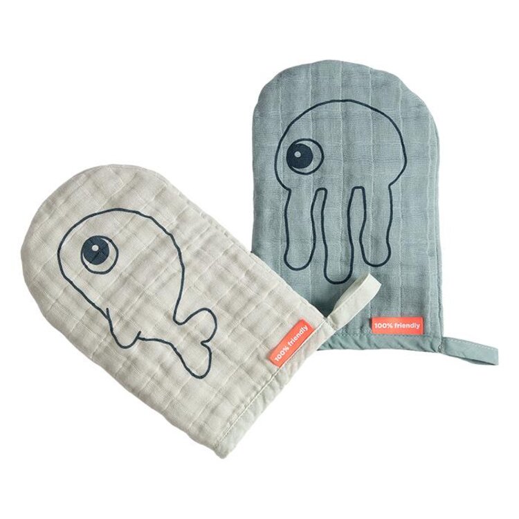 DONE BY DEER Set 2 ks žínek Sea friends Powder-modré Done by Deer