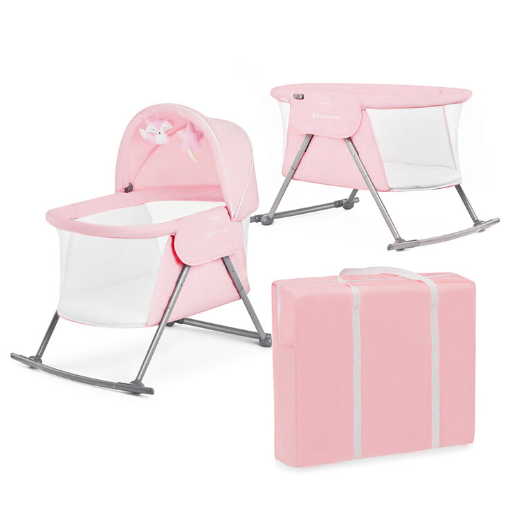 KINDERKRAFT Postýlka dětská 3v1 Lovi Pink Kinderkraft