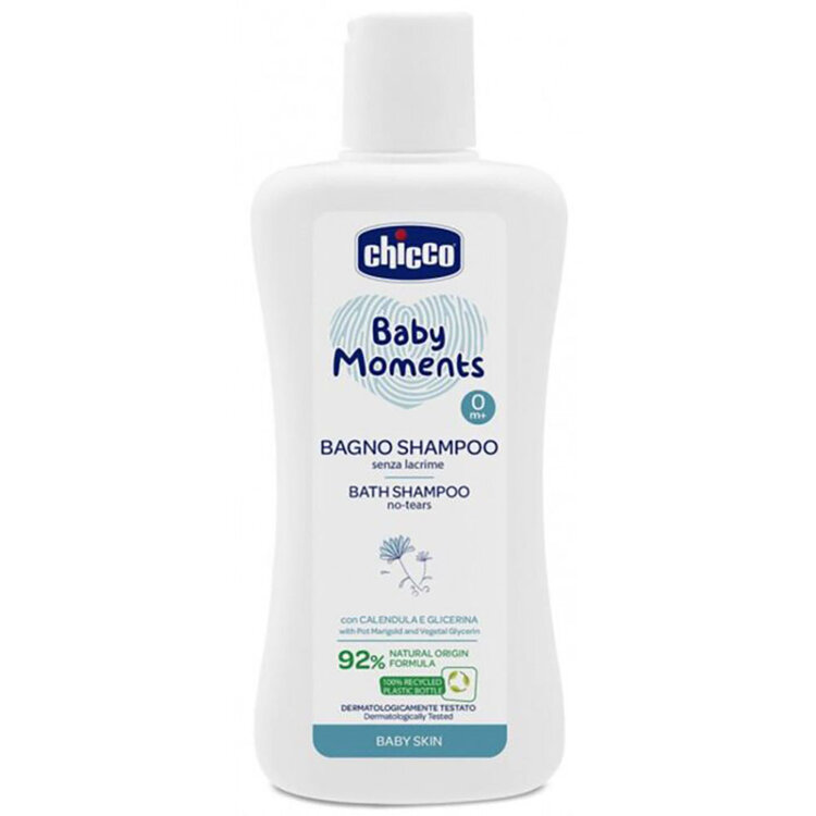CHICCO Šampon na vlasy a tělo Baby Moments 92 % přírodních složek 200 ml Chicco