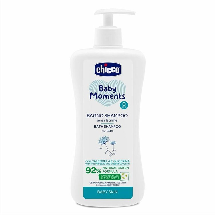 CHICCO Šampon na vlasy a tělo s dávkovačem Baby Moments 92 % přírodních složek 500 ml Chicco