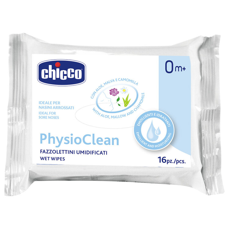 CHICCO Ubrousky vlhčené Physioclean na čištění nosánku 16 ks 0m+ Chicco