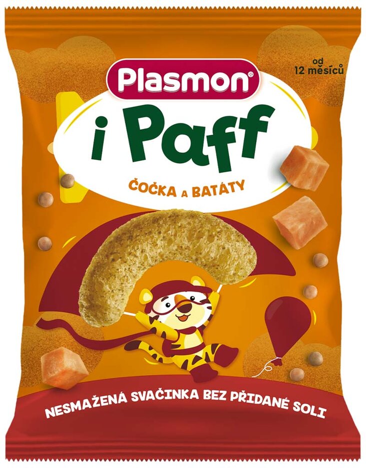 PLASMON Křupky zeleninové bezlepkové na cesty Paff čočka 63% a batáty 15g