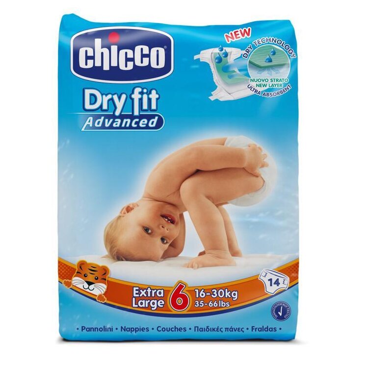 CHICCO Dry Fit Pleny jednorázové 6 Extra Large (16-30 kg) 14 ks Chicco