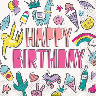 Ubrousky Happy Birthday barevné motivy 16 ks Albi Albi