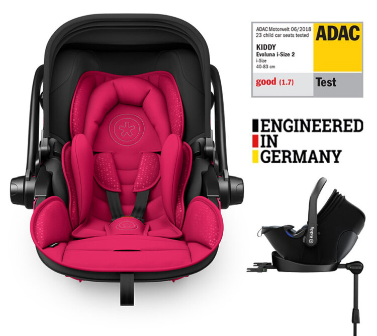 KIDDY Autosedačka Evoluna i-size 2 + Isofix základna 40-83cm Berry Pink BZP Kiddy