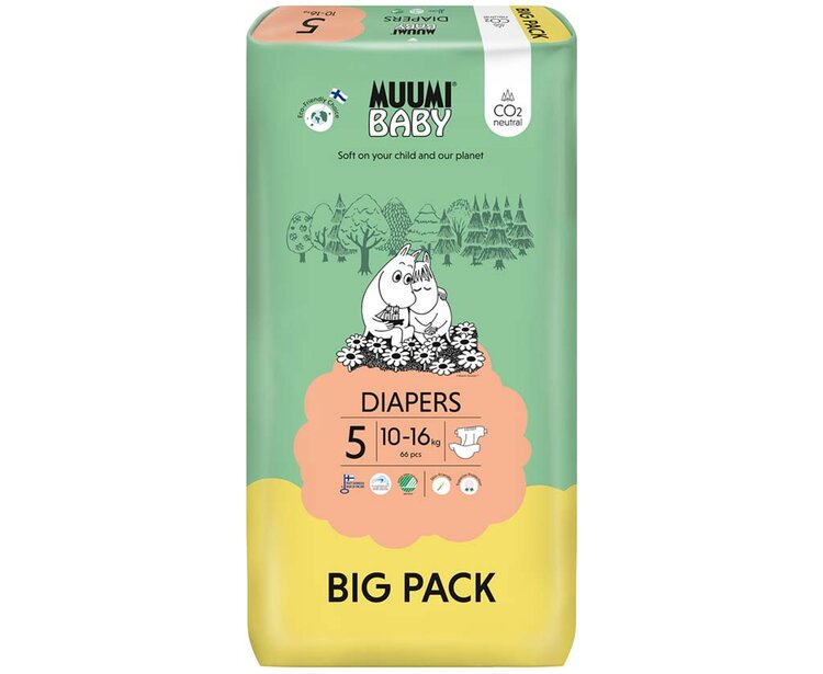 MUUMI Baby 5 Maxi+ 10–16 kg (66 ks)