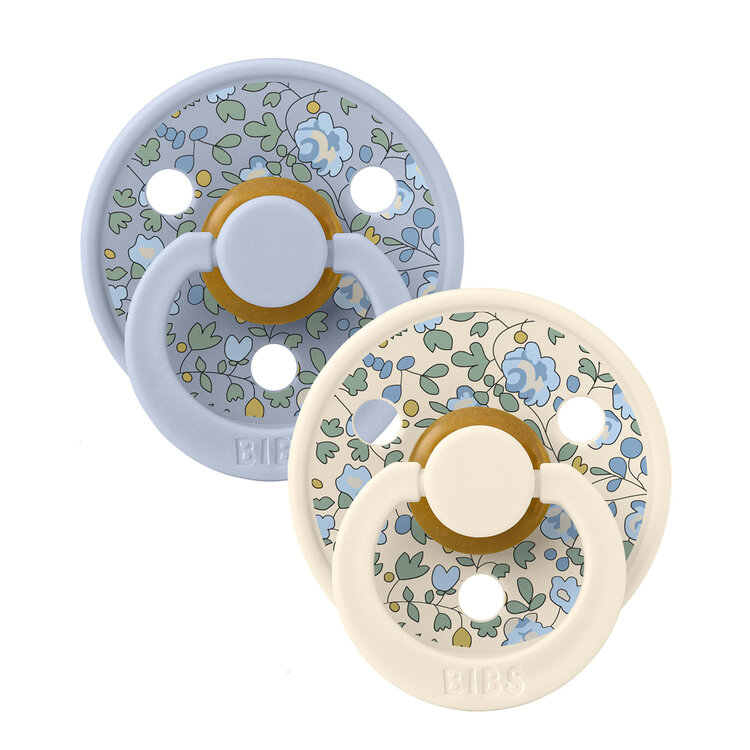 BIBS X LIBERTY Colour dudlíky z přírodního kaučuku 2ks vel. 1 Ivory / Baby Blue Bibs