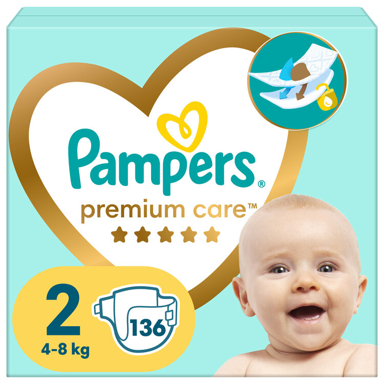 PAMPERS Pleny jednorázové Premium Care vel. 2 (136 ks) 4-8 kg Pampers