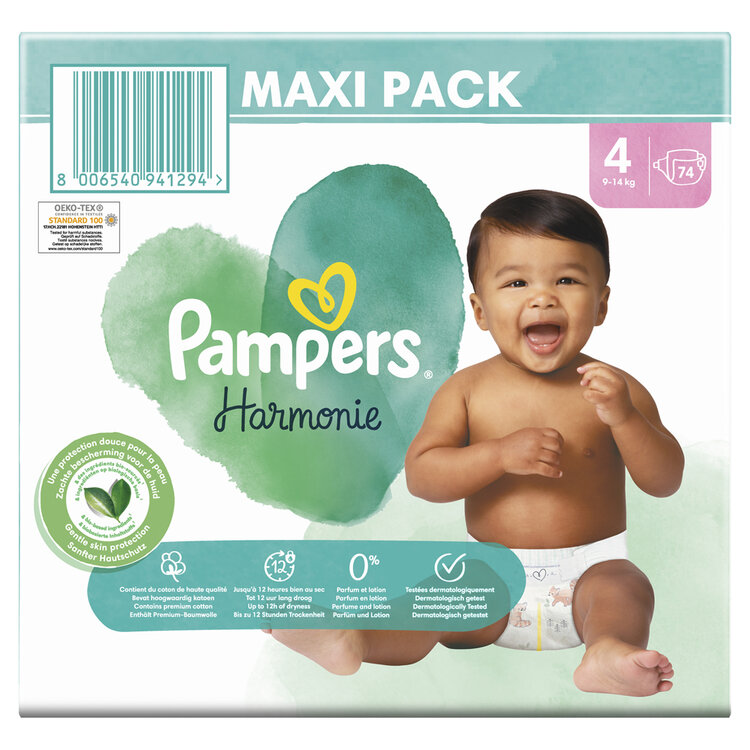 PAMPERS Plenky jednorázové Harmonie vel. 4 (74 ks) 9-14 kg Pampers