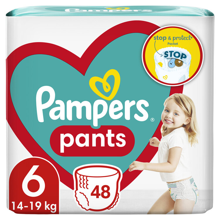 PAMPERS Plenky kalhotkové Active Baby Pants vel. 6 (48 ks) 14-19 kg Pampers
