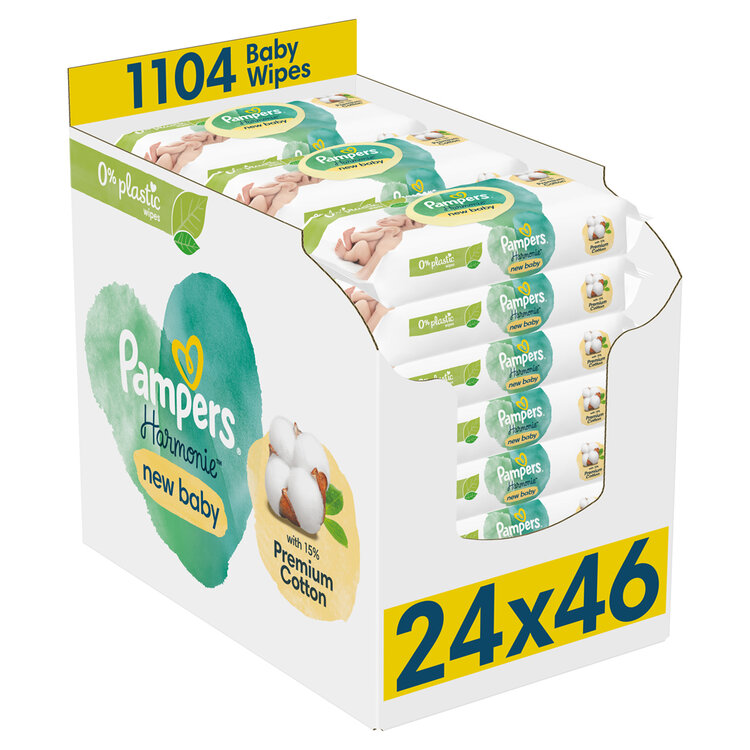 PAMPERS Ubrousky vlhčené Harmonie New Baby Plastic Free 24x46 ks Pampers