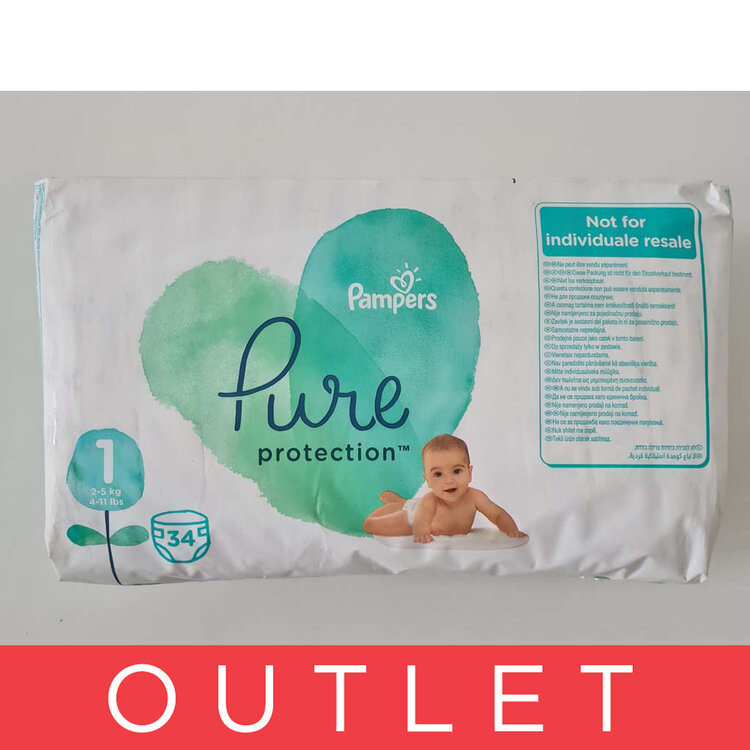 EXP: 7/2024 PAMPERS Pure Protection 1 (2-5 kg) 34ks - jednorázové pleny Pampers