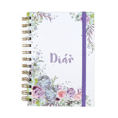 Fialovo-zlatý nedatovaný diář Albi Albi