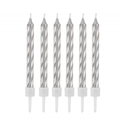 Svíčky dortové 12 ks silver 8 cm Albi Albi