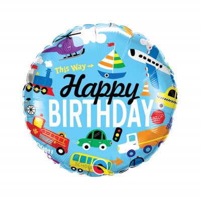 Balónek fóliový Happy Birthday dopravní prostředky Albi Albi