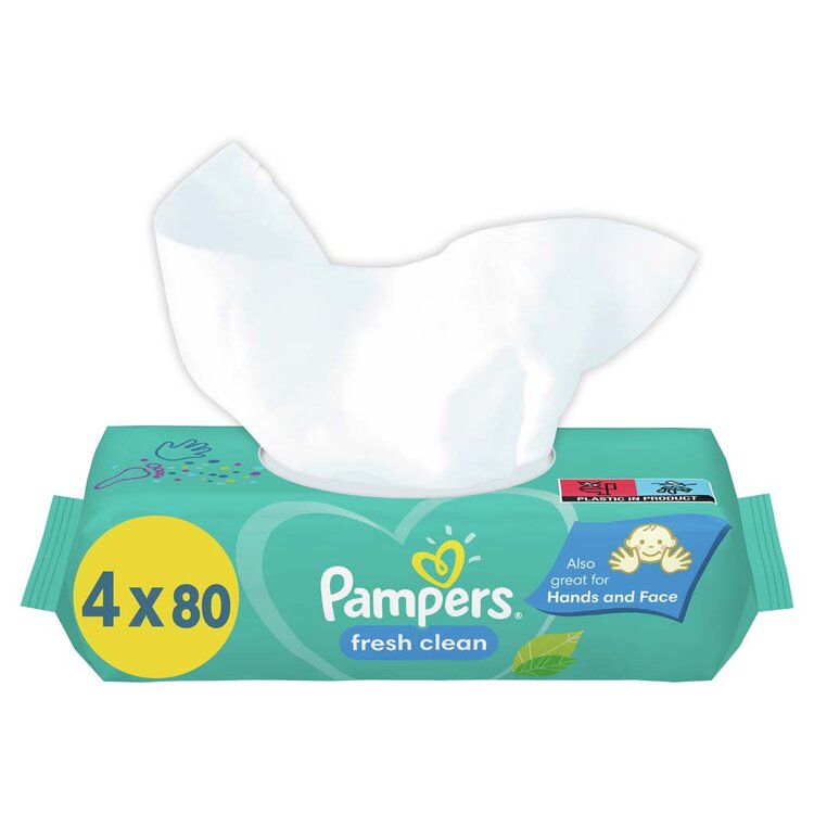 PAMPERS Fresh Clean XXL Vlhčené ubrousky 4x80 ks Pampers