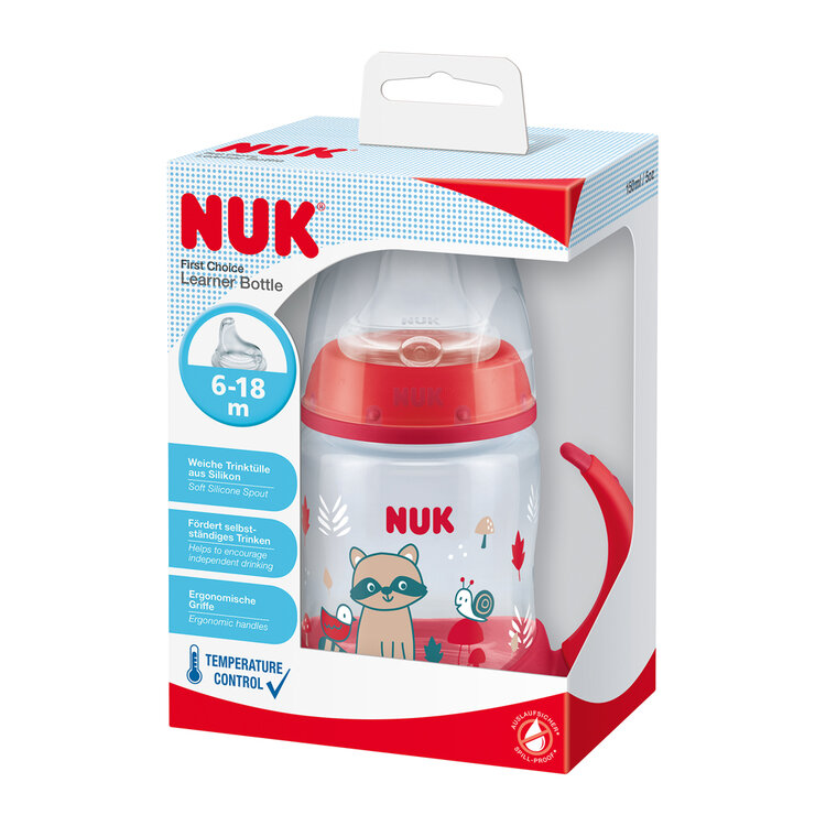 NUK FC Lahvička na učení s kontrolou teploty 150 ml červená Nuk