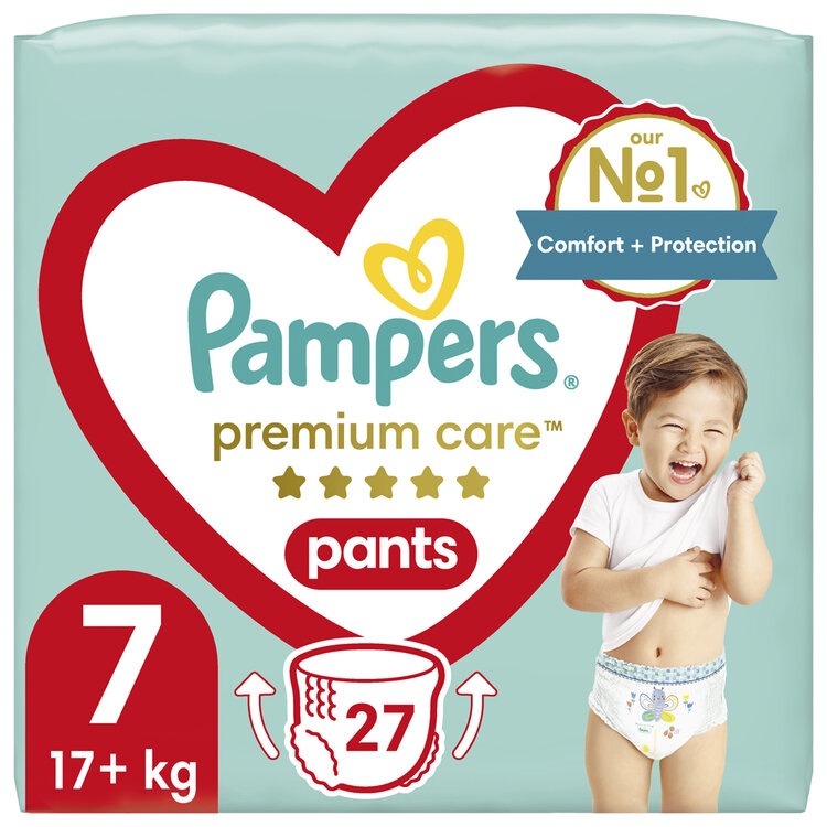 PAMPERS Kalhotky plenkové Premium Care Pants vel. 7 (27 ks) 17+ kg Pampers