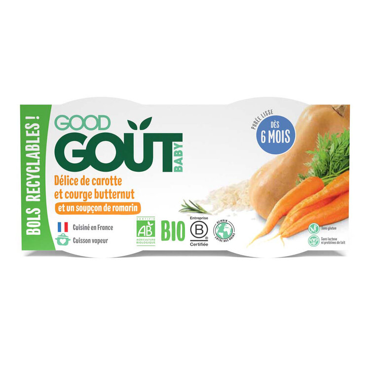 Good Gout Bio Pyré z máslové dýně a mrkve 2 x 190 g Good Gout