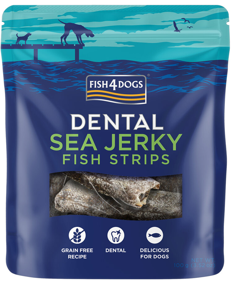 FISH4DOGS Dentální pamlsky pro psy mořská ryba - proužky 100 g FISH4DOGS