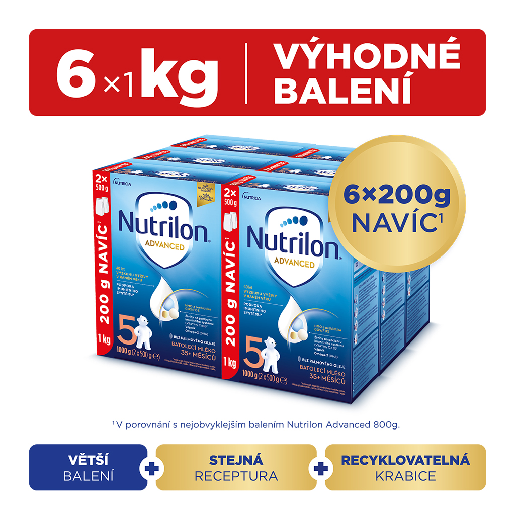 NUTRILON Mléko batolecí 5 Advanced od uk. 35. měsíce 6x 1000 g Nutrilon