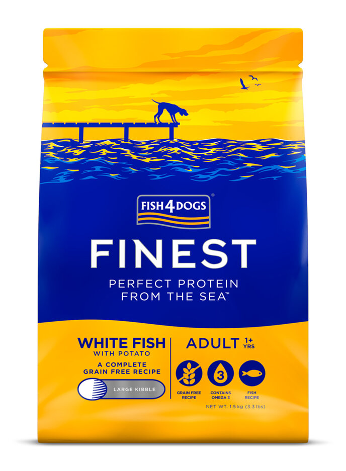 FISH4DOGS Granule velké pro dospělé psy Finest bílá ryba s bramborami 1
