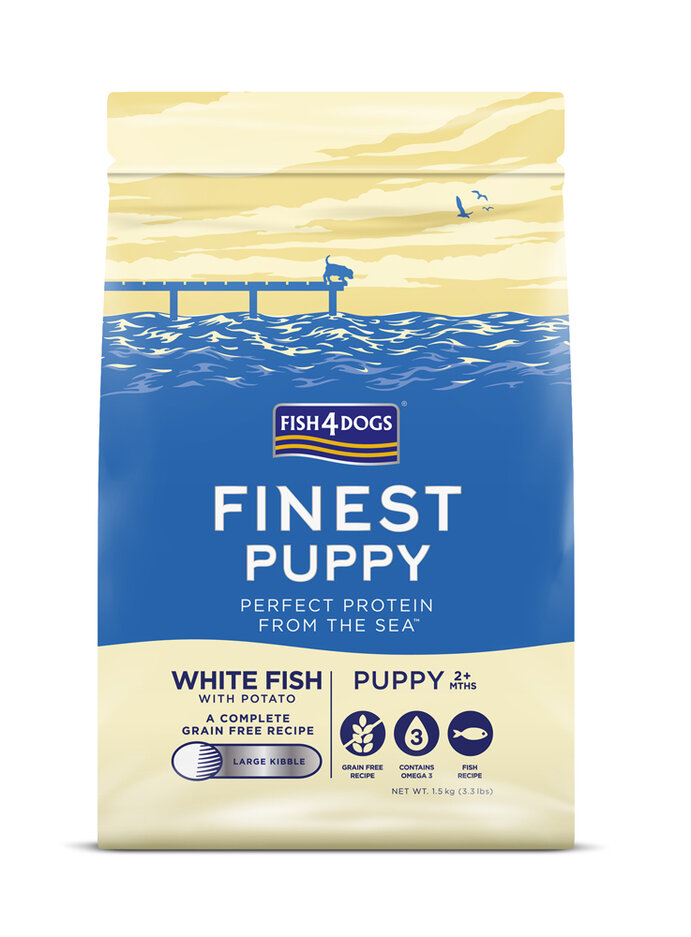 FISH4DOGS Granule velké pro štěňátka Finest bílá ryba s bramborami 1