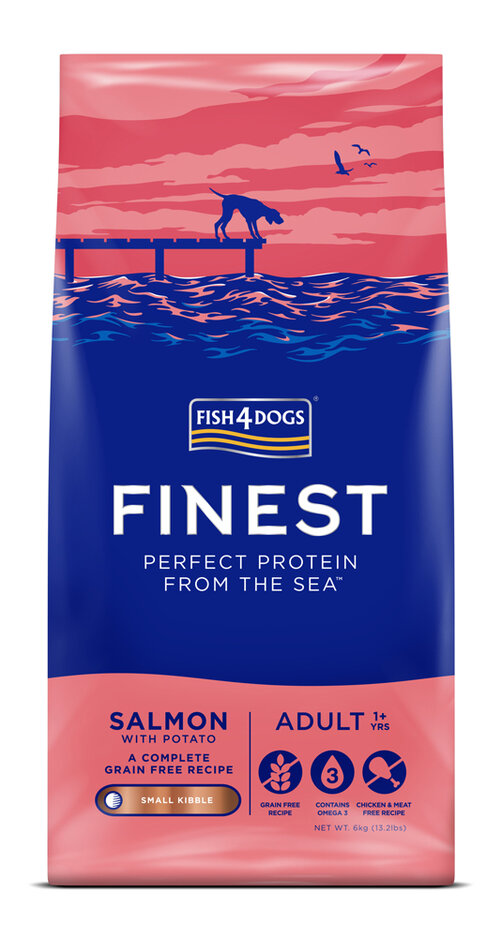 FISH4DOGS Granule malé pro dospělé psy Finest losos s bramborami 6 kg