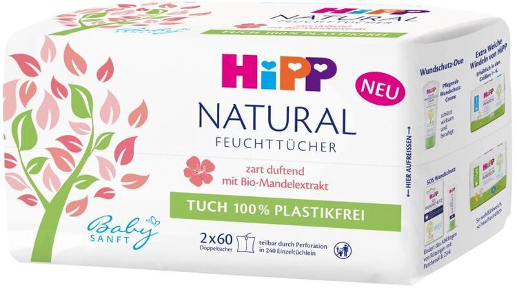 HiPP Babysanft Čistící vlhčené ubrousky Natural 2x60 ks HiPP
