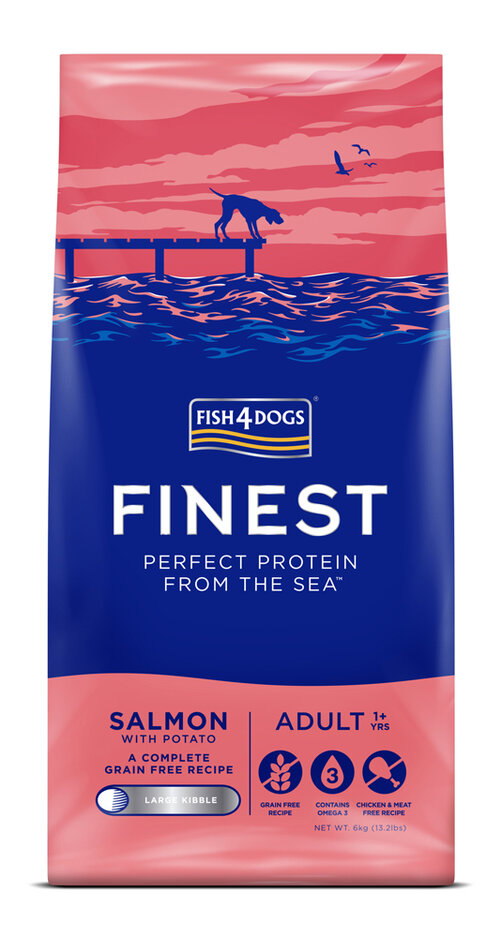 FISH4DOGS Granule velké pro dospělé psy Finest losos s bramborami 6 kg