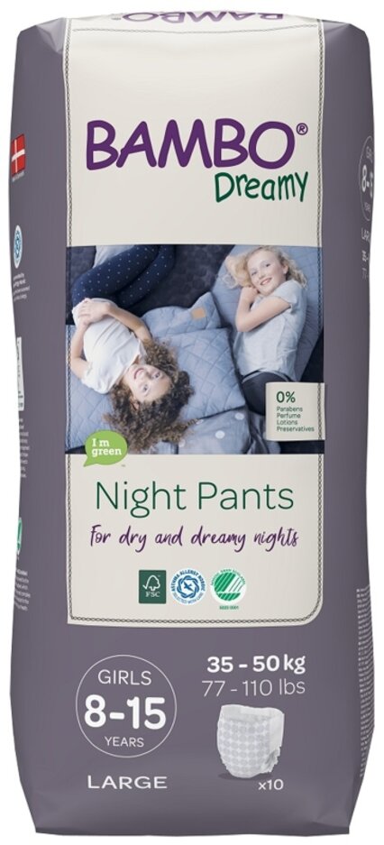 BAMBO Dreamy Night Pants Kalhotky plenkové jednorázové Girls 8-15 let (35-50 kg) 10 ks Bambo