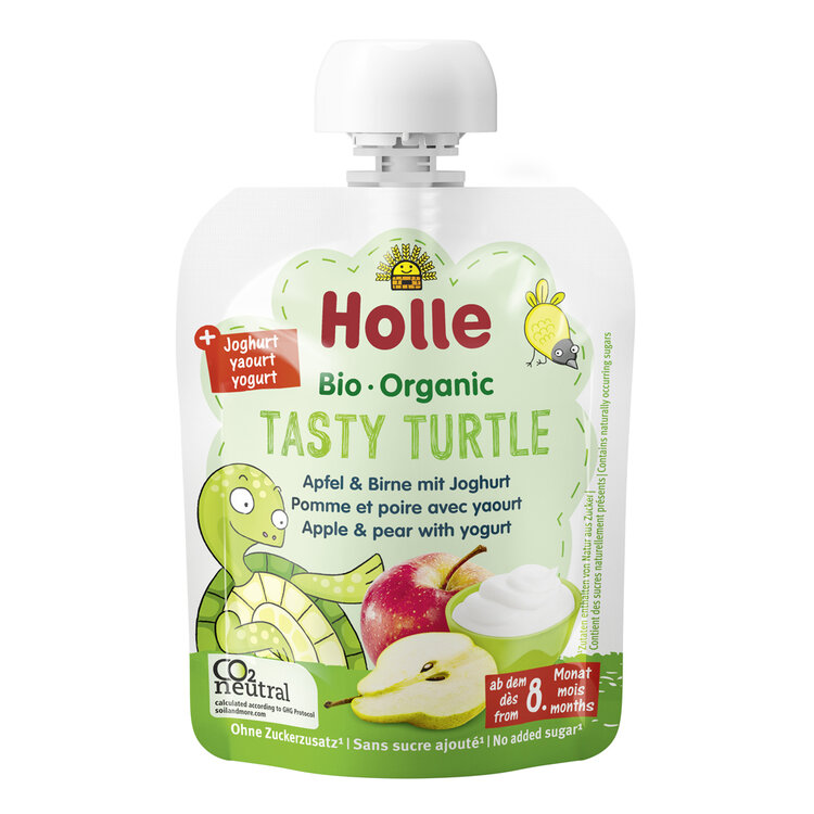 HOLLE BIO Tasty Turtle - dětské ovocné pyré s jogurtem Holle