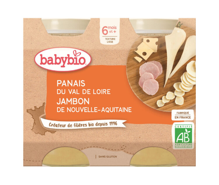 BABYBIO Příkrm pastinák šunka gruyere 2x 200 g Babybio