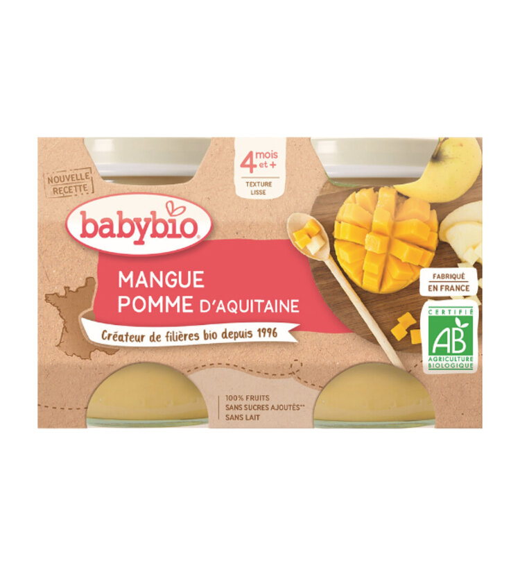 BABYBIO Příkrm jablko mango 2x 130 g Babybio