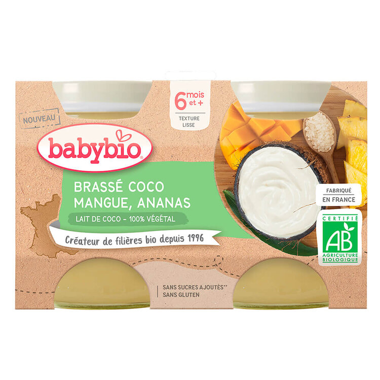 BABYBIO Brassé z kokosového mléka mango ananas 2x 130 g Babybio