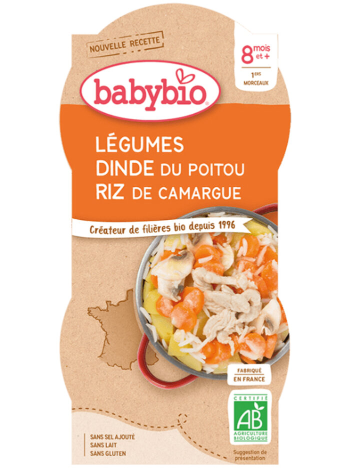 BABYBIO Menu zelenina s krůtím masem a rýží 2x 200 g Babybio