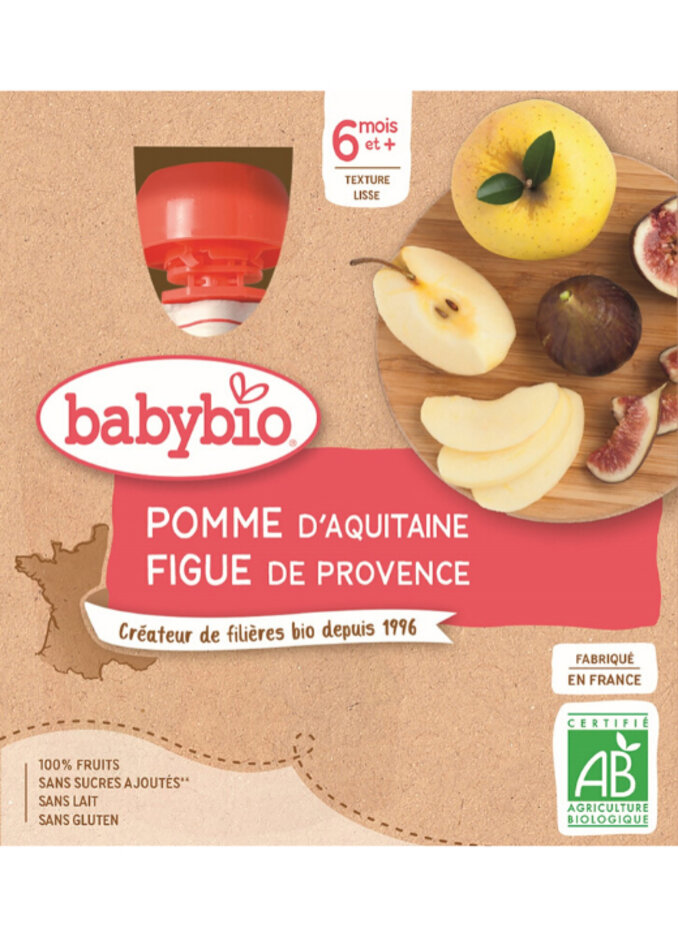 BABYBIO Jablko fík 4x 90 g Babybio