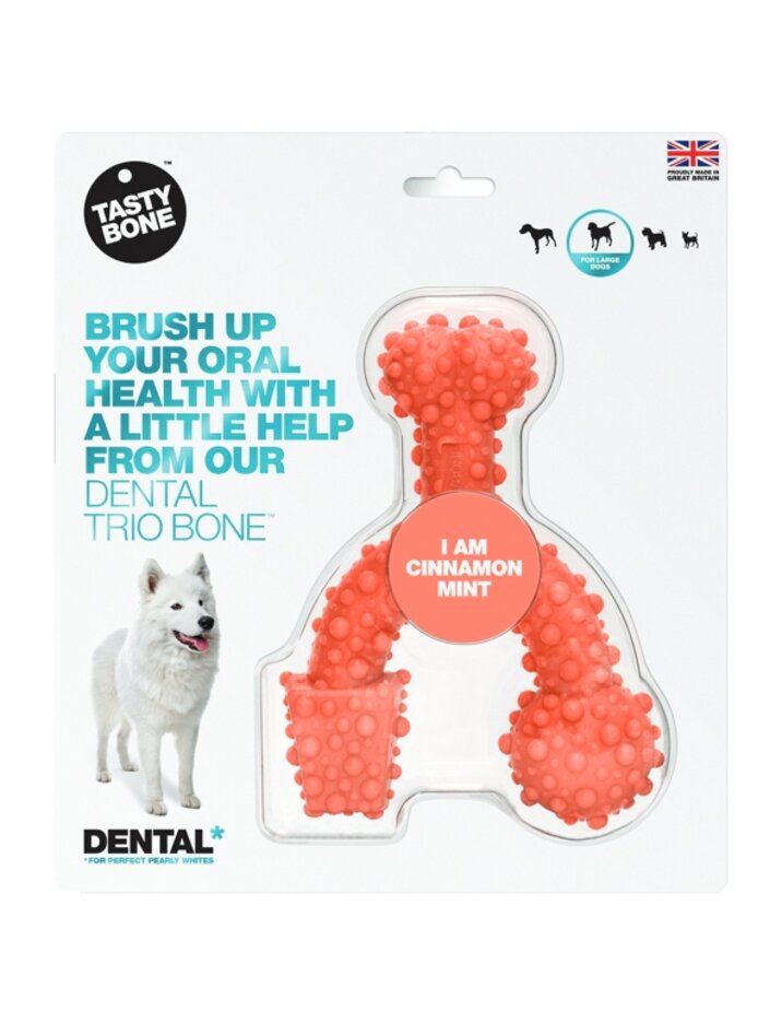 TASTY BONE Dental trio kostička nylonová pro velké psy - Skořice & Máta TASTY BONE