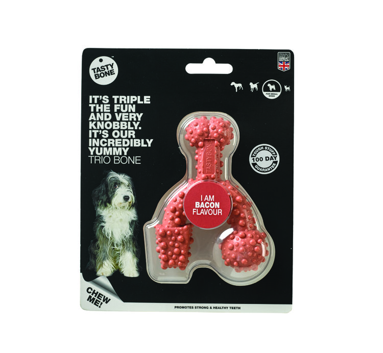 TASTY BONE Kostička nylonová trio pro malé psy - Slanina TASTY BONE
