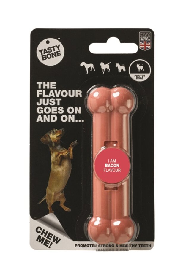 TASTY BONE Kostička nylonová pro extra malé psy - Slanina TASTY BONE