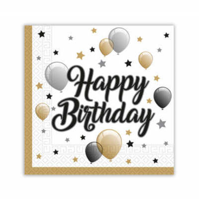 Ubrousky Happy Birthday stříbrné/zlaté 20 ks Albi Albi