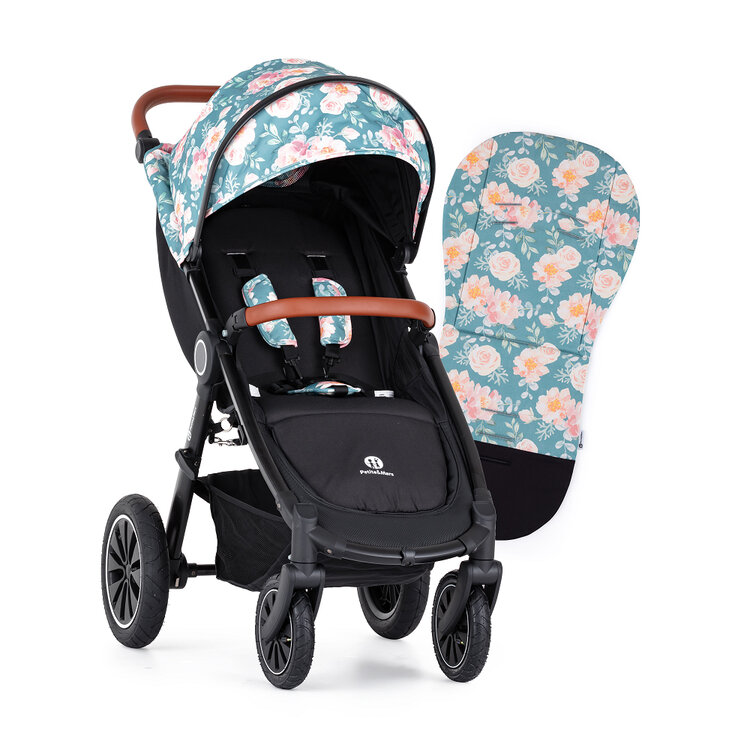 PETITE&MARS Kočárek Street+ Air Oak Limited 100 Roses Complete + nánožník Petite&Mars