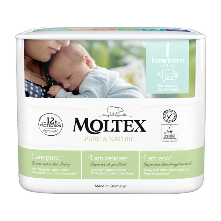 MOLTEX Pure&Nature Pleny jednorázové Newborn (2-4 kg) 22 ks Moltex