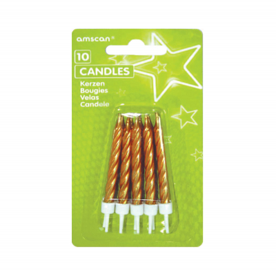 Svíčky dortové 10 ks zlaté s glitry 6