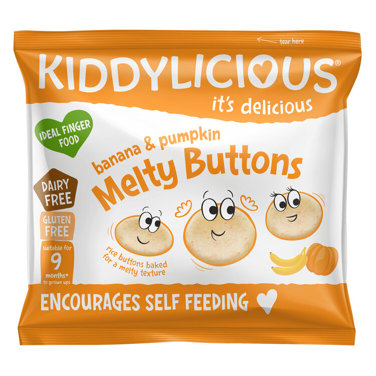 KIDDYLICIOUS Knoflíčky ovocno-zeleninové Banán s dýní 6 g Kiddylicious
