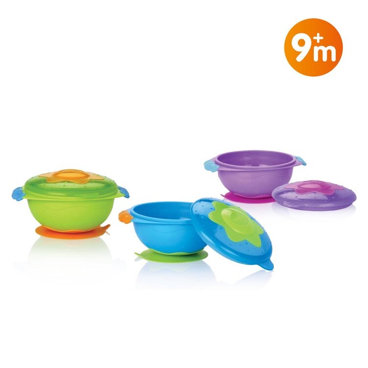 NUBY Miska s přísavkou a s víčkem 9 m+ Nuby